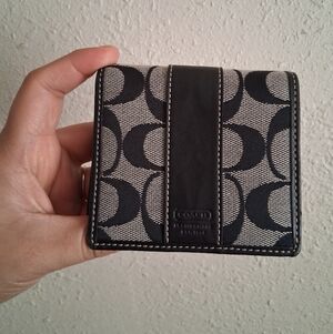 Y2k Coach Black Signature Logo Bifold Wallet